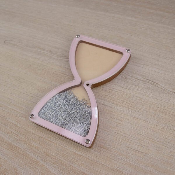 Klepsydra różowa z piaskiem do tablicy manipulacyjnej sensorycznej