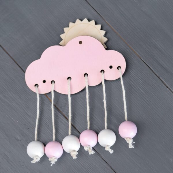 Chmurka różowa z koralikami do tablicy manipulacyjnej