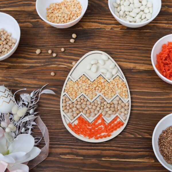 Jajko Wielkanocne - Drewniana Wysypywanka Sensoryczna (model 2)