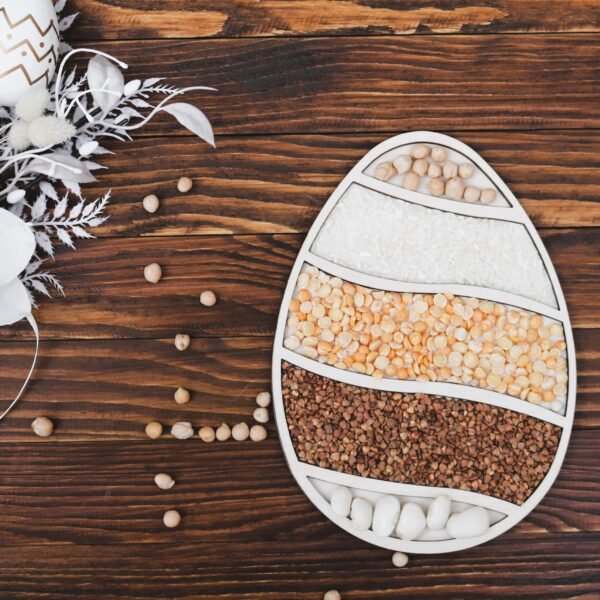 Jajko Wielkanocne - Drewniana Wysypywanka Sensoryczna (model 1)