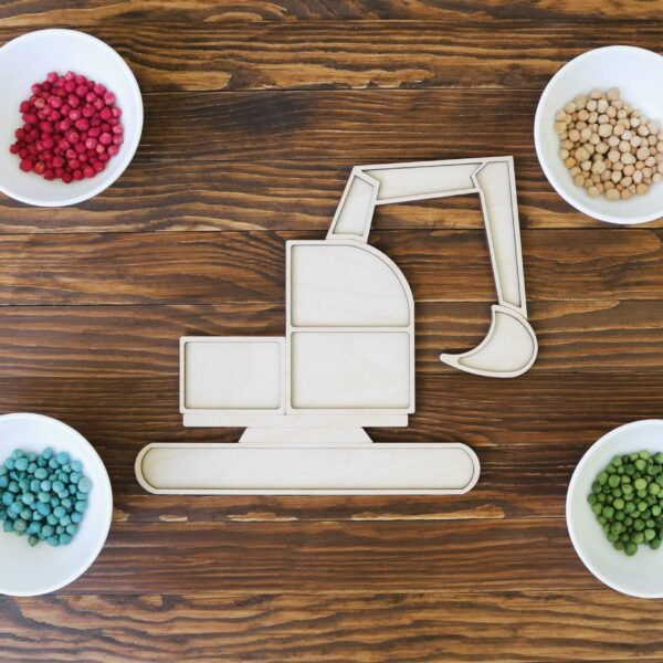 Koparka - Drewniana Wysypywanka Sensoryczna