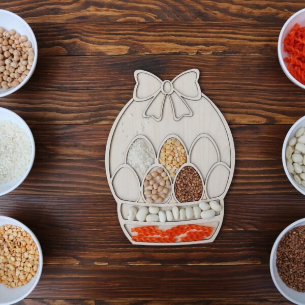 Koszyk Wielkanocny - Drewniana Wysypywanka Sensoryczna