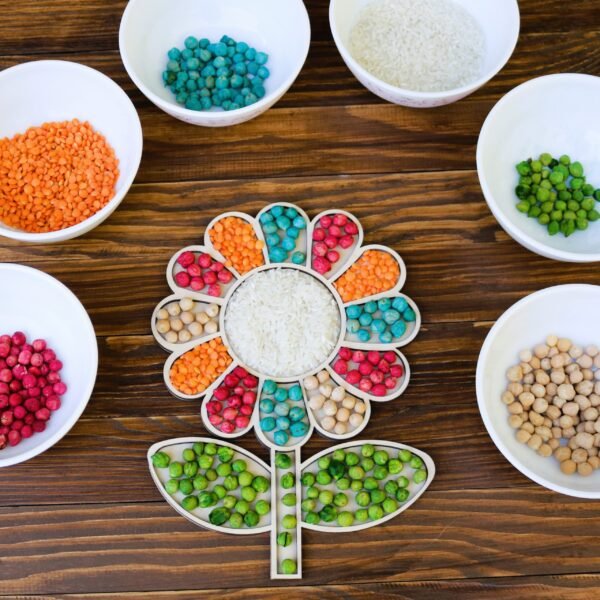 Kwiatek - Drewniana Wysypywanka Sensoryczna