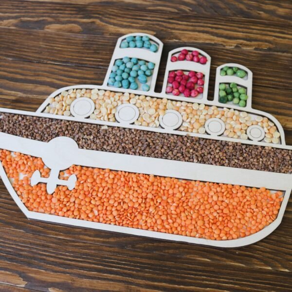 Statek - Drewniana Wysypywanka Sensoryczna