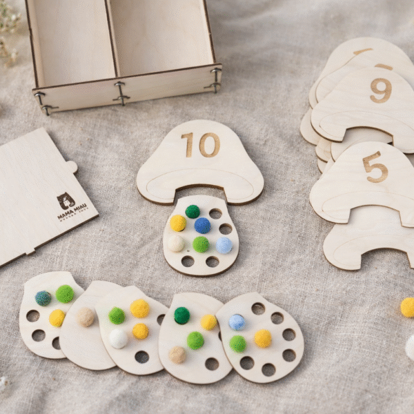 Puzzle matematyczne "Grzybek" - drewniana układanka Montessori