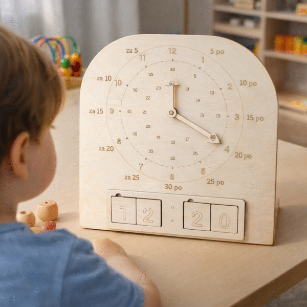 Drewniany Zegar do Nauki Czasu