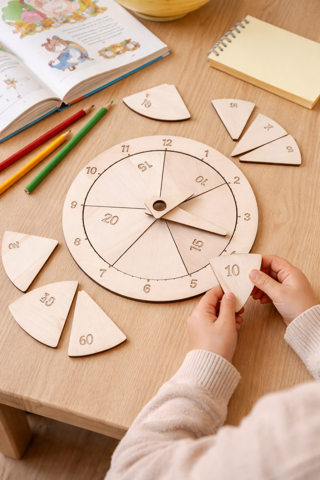 Drewniany Zegar Montessori do Nauki Czasu - obrazek 2