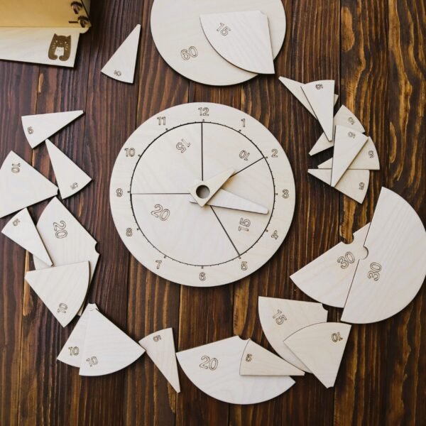 Drewniany Zegar Montessori do Nauki Czasu