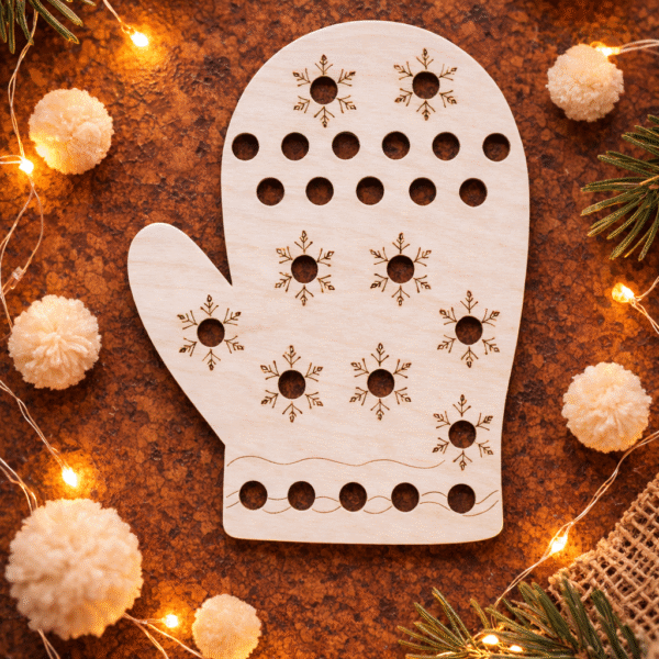 Drewniana układanka Montessori z pomponami Rękawiczka