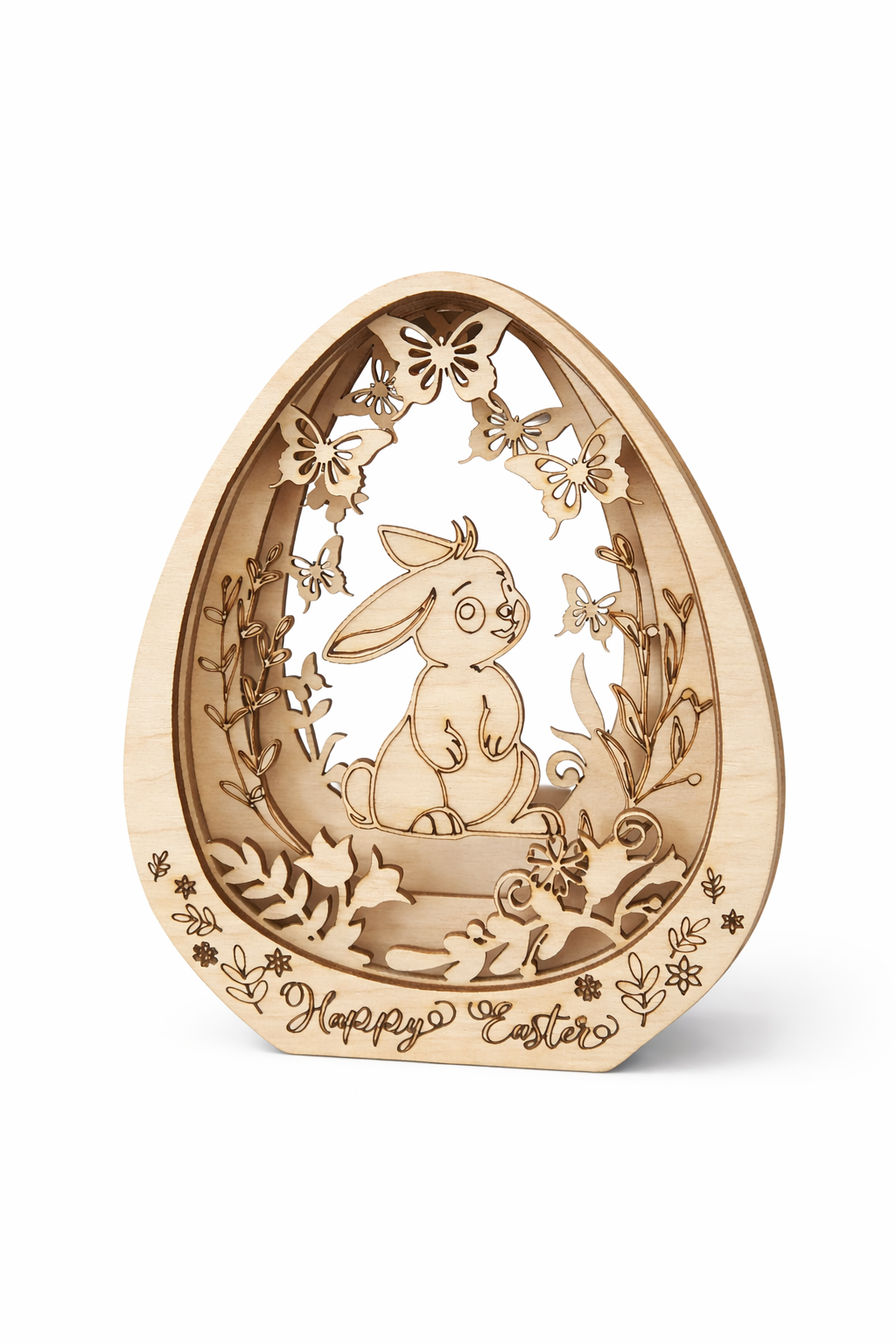Drewniana Dekoracja Wielkanocne Jajo z Zajączkiem - obrazek 2