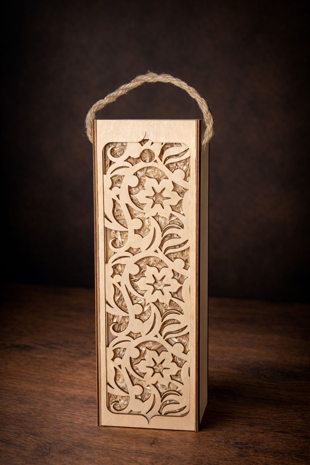 Wyjątkowy upominek – eleganckie drewniane pudełko na butelkę (Model D) - obrazek 3