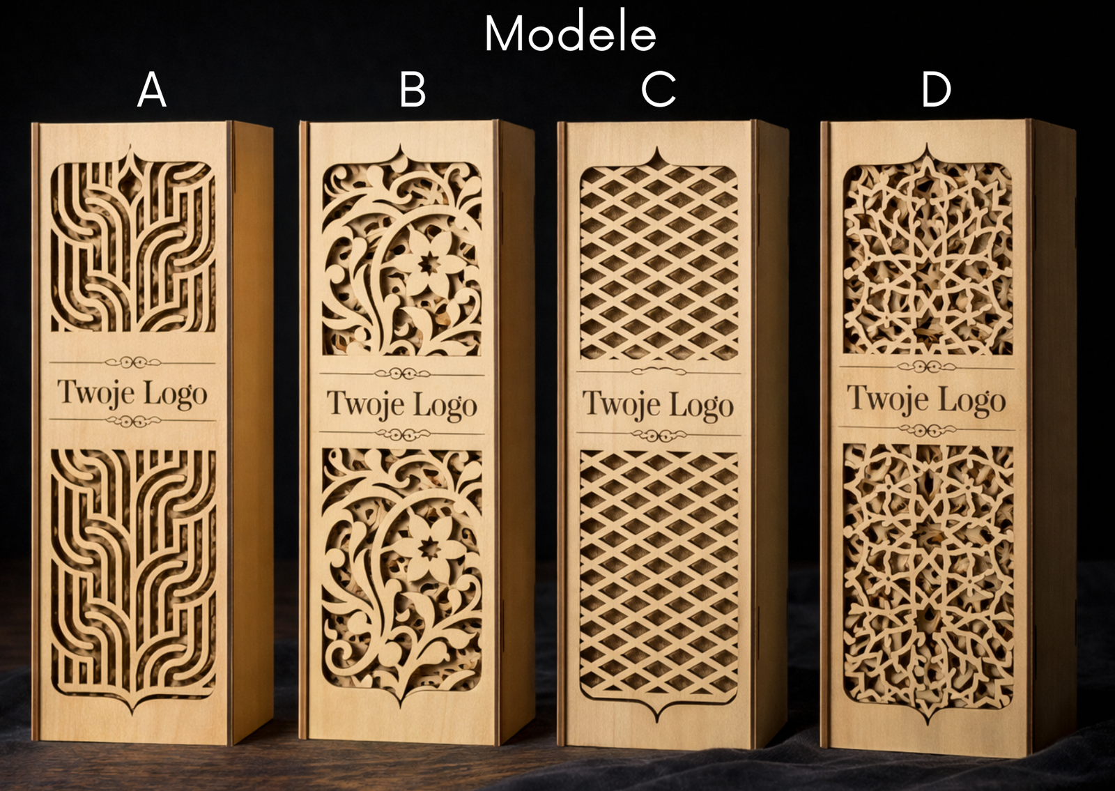 Wyjątkowy upominek – eleganckie drewniane pudełko na butelkę (Model D) - obrazek 2