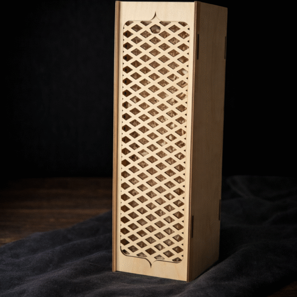 Wyjątkowy upominek – eleganckie drewniane pudełko na butelkę (Model 3)