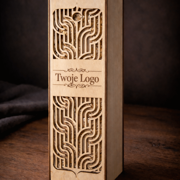 Wyjątkowy upominek – eleganckie drewniane pudełko na butelkę (Model A)