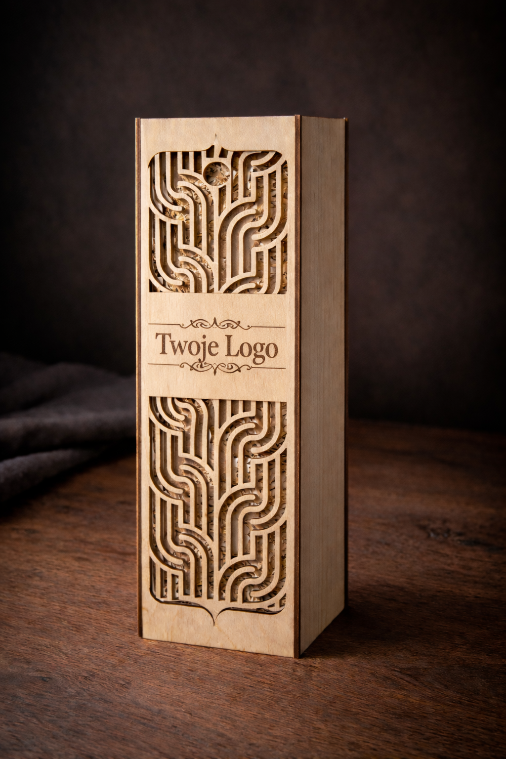 Wyjątkowy upominek – eleganckie drewniane pudełko na butelkę (Model A)
