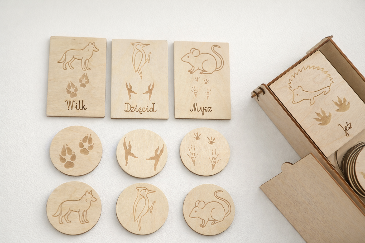 Drewniane Memory edukacyjne dla dzieci inspirowane naturą - obrazek 2