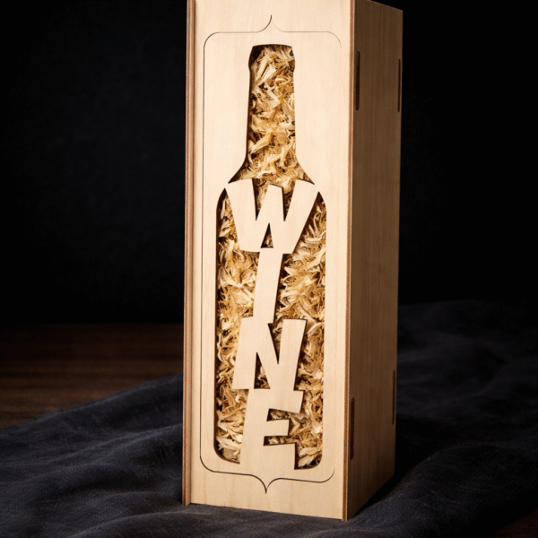 Wyjątkowy upominek – eleganckie drewniane pudełko na butelkę (Model 5)