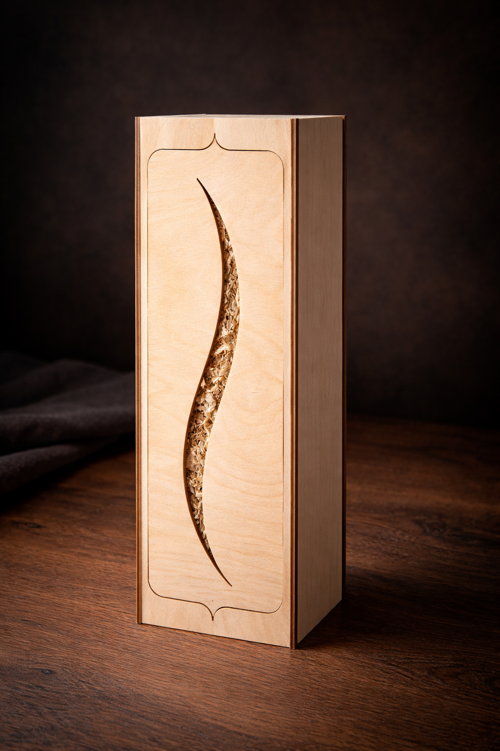 Wyjątkowy upominek – eleganckie drewniane pudełko na butelkę (Model 2)