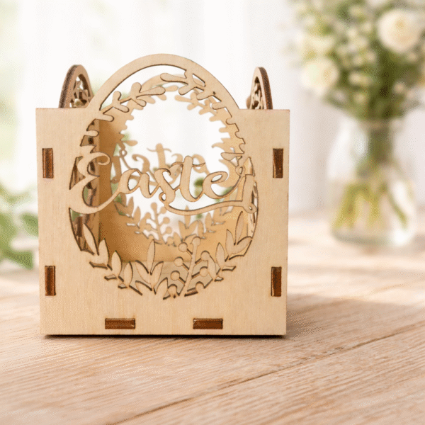 Wielkanocny drewniany świecznik