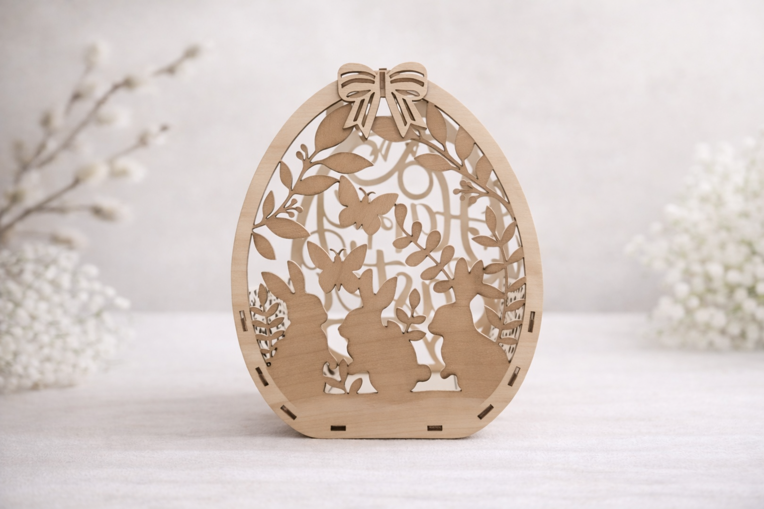 Drewniany koszyk wielkanocny – dekoracyjny, naturalny Zajączkowa Radość