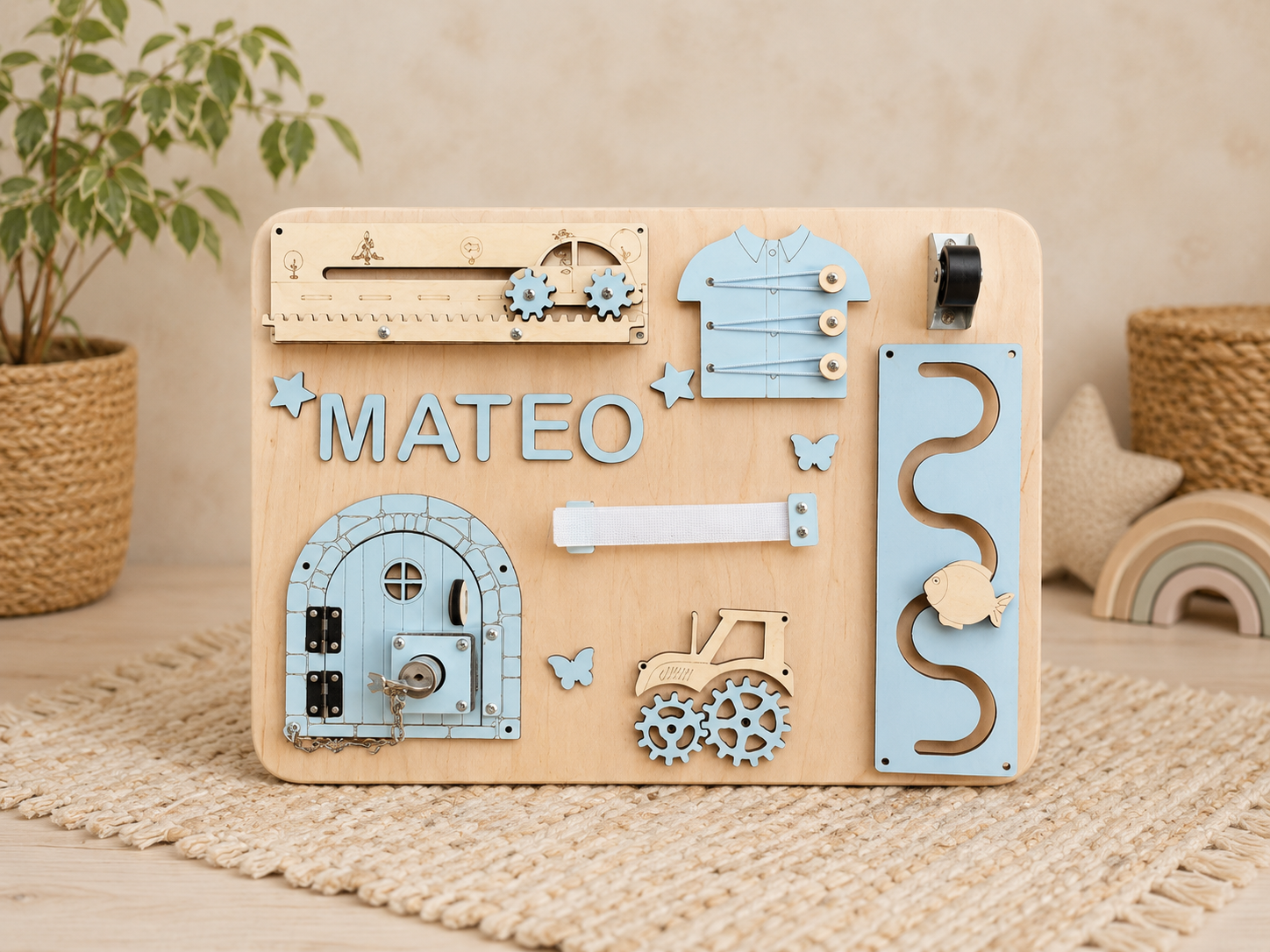 Personalizowana Tablica Manipulacyjna Montessori z Imieniem Dziecka – 30 × 40 cm - obrazek 2